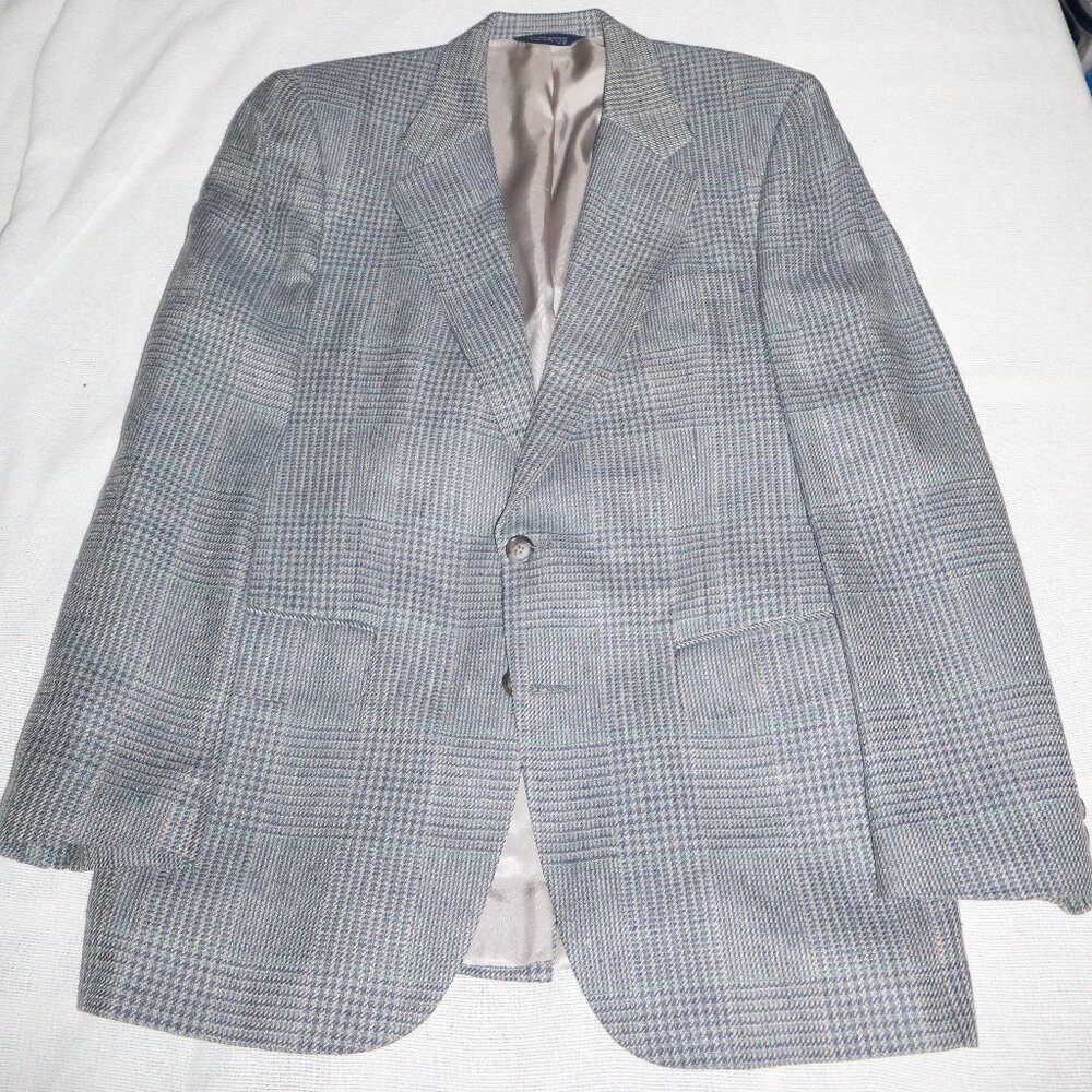 Burberry Men's Sport Jacket Blue Gray 100% Silk 42R